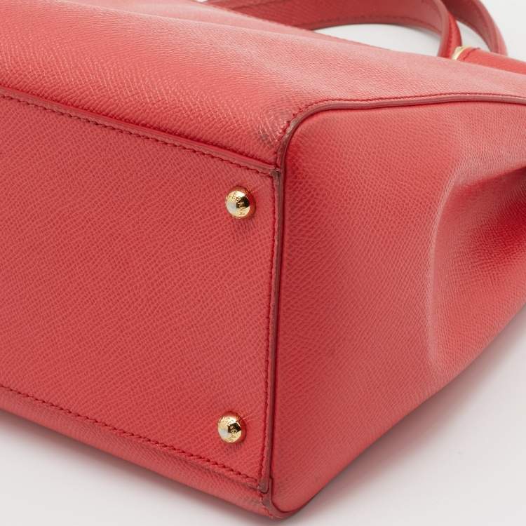 Pre Owned Dolce & Gabbana Red Leather Double Handle Tote