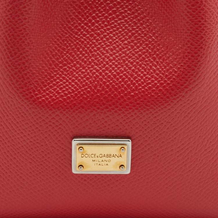 Pre Owned Dolce & Gabbana Red Leather Double Handle Tote