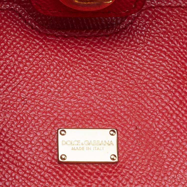Pre Owned Dolce & Gabbana Red Leather Double Handle Tote