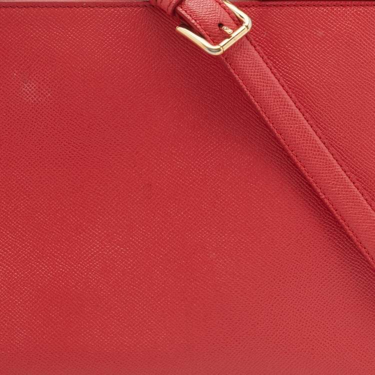 Pre Owned Dolce & Gabbana Red Leather Double Handle Tote