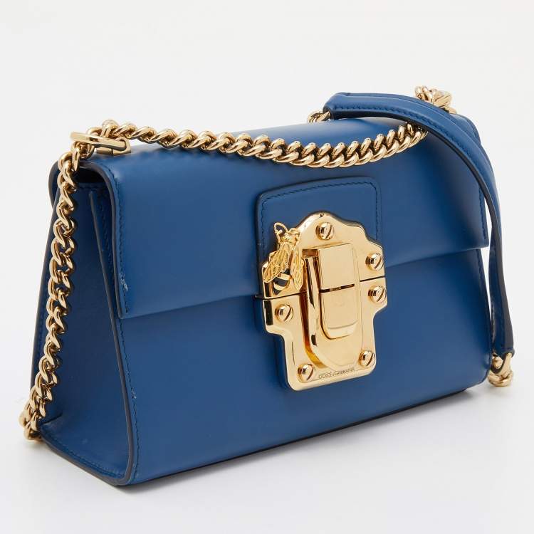 Pre Owned Dolce & Gabbana Blue Leather Lucia Shoulder Bag 