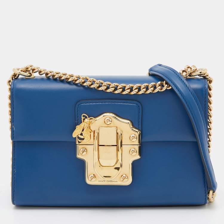 Pre Owned Dolce & Gabbana Blue Leather Lucia Shoulder Bag 
