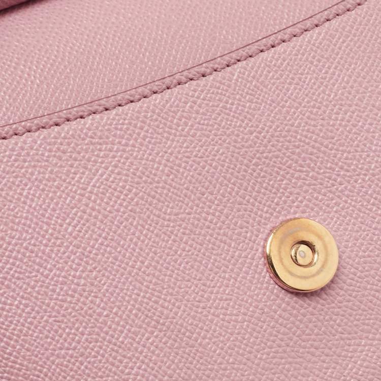 Pre Owned Dolce & Gabbana Pink Leather Small Miss Sicily Top Handle Bag