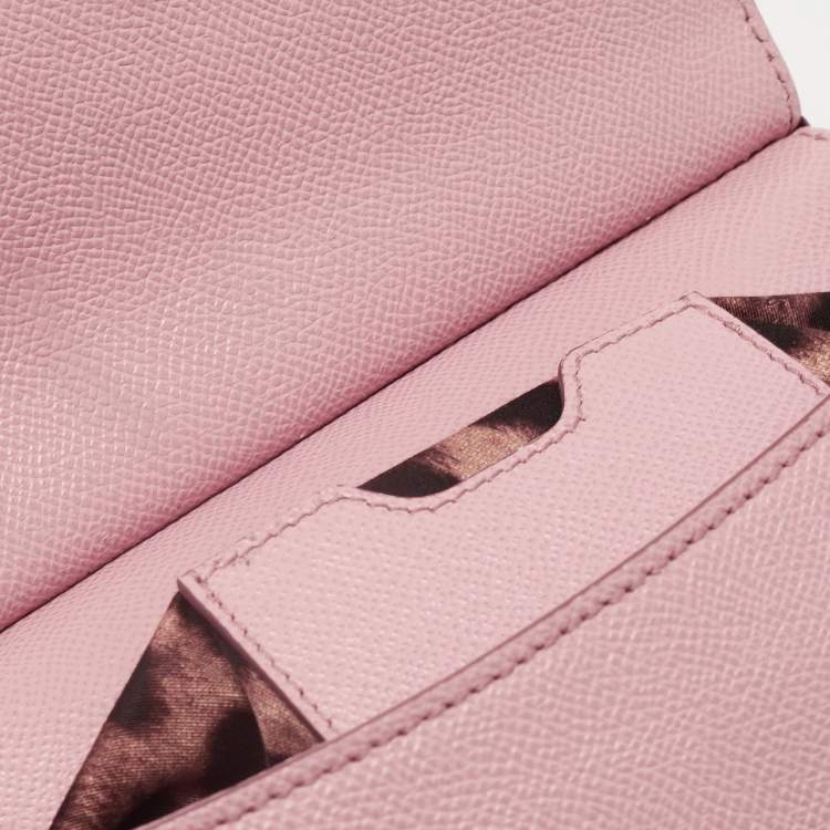 Pre Owned Dolce & Gabbana Pink Leather Small Miss Sicily Top Handle Bag