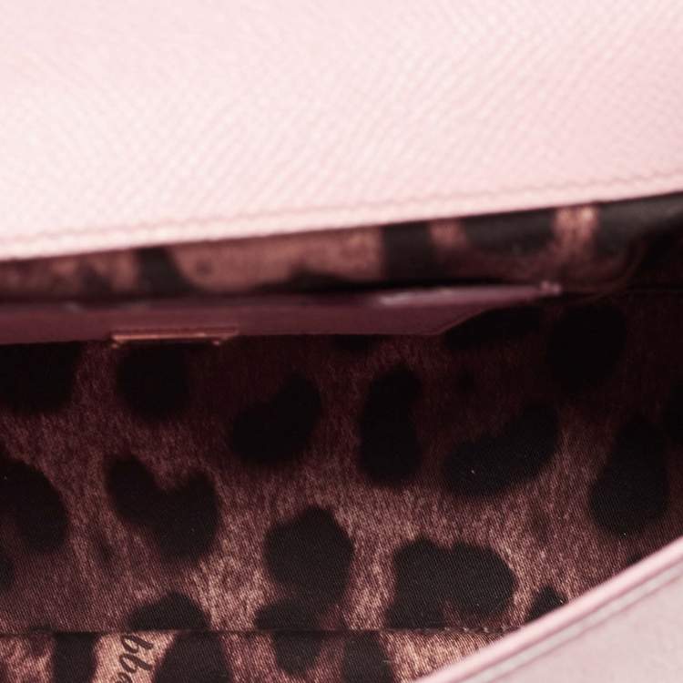 Pre Owned Dolce & Gabbana Pink Leather Small Miss Sicily Top Handle Bag