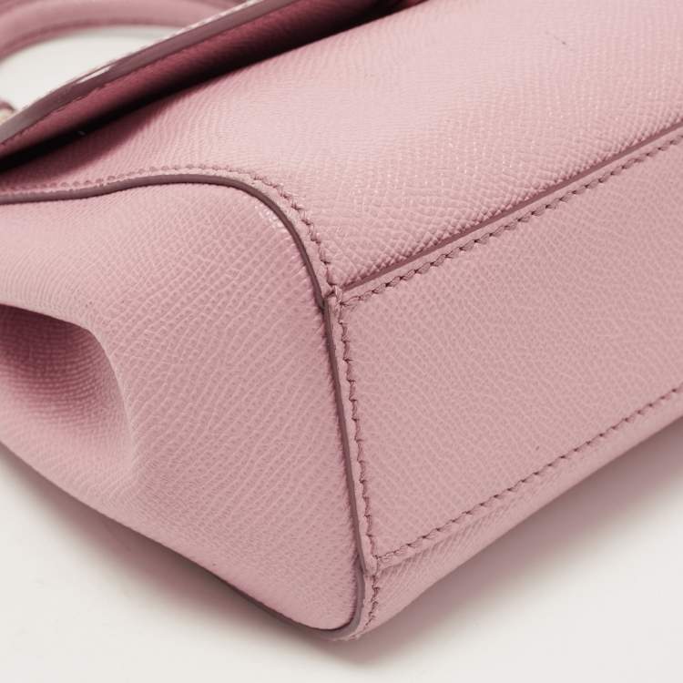 Pre Owned Dolce & Gabbana Pink Leather Small Miss Sicily Top Handle Bag