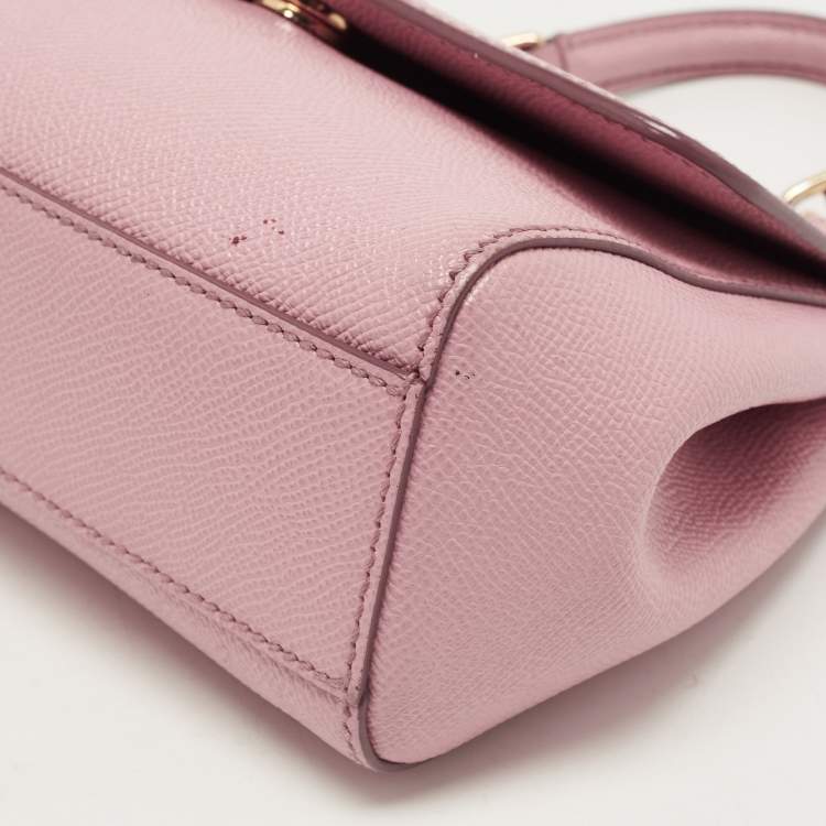 Pre Owned Dolce & Gabbana Pink Leather Small Miss Sicily Top Handle Bag