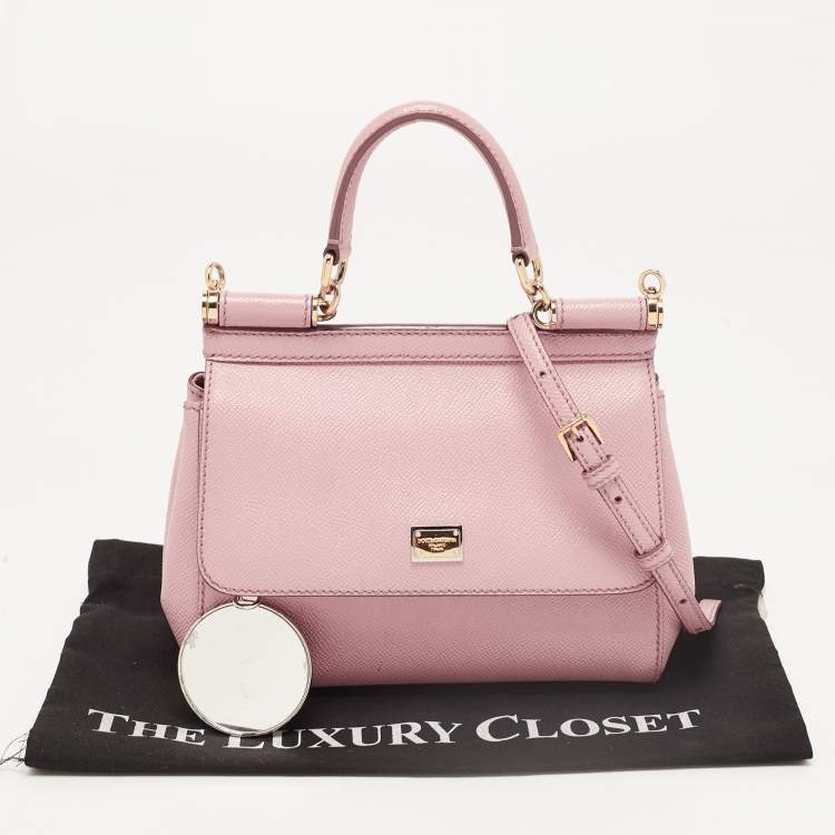 Pre Owned Dolce & Gabbana Pink Leather Small Miss Sicily Top Handle Bag