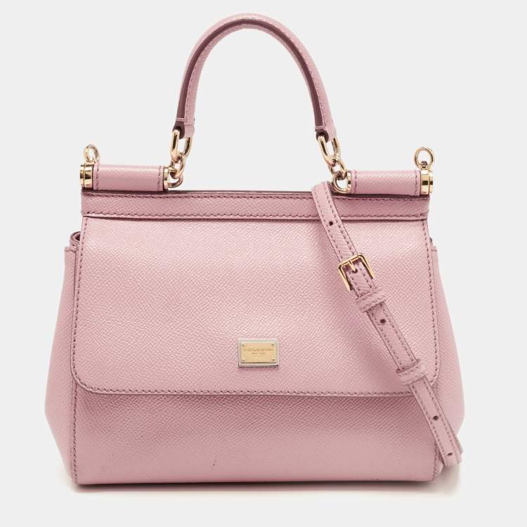 Dolce & Gabbana Pink Leather Small Miss Sicily Top Handle Bag