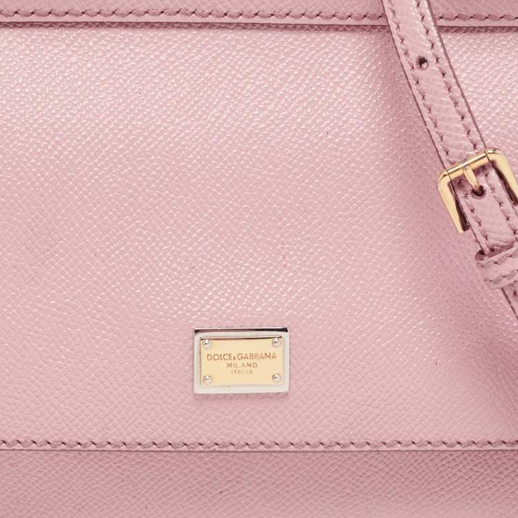 Pre Owned Dolce & Gabbana Pink Leather Small Miss Sicily Top Handle Bag