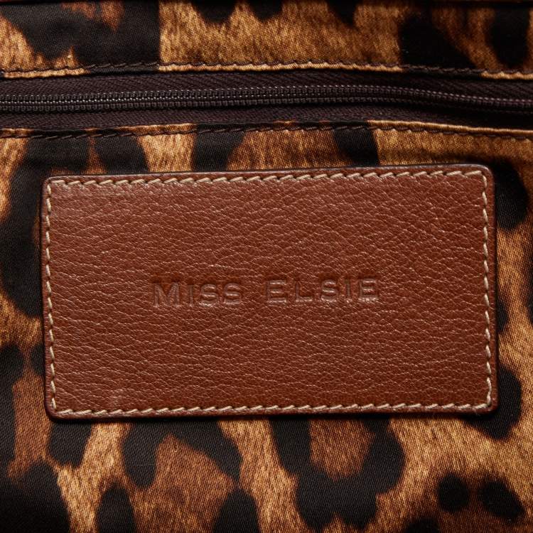 Pre Owned Dolce & Gabbana Brown Raffia And Leather Miss Elsie Tote