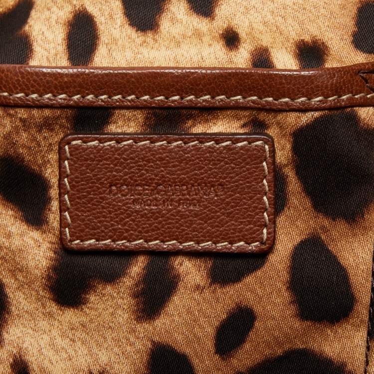 Pre Owned Dolce & Gabbana Brown Raffia And Leather Miss Elsie Tote