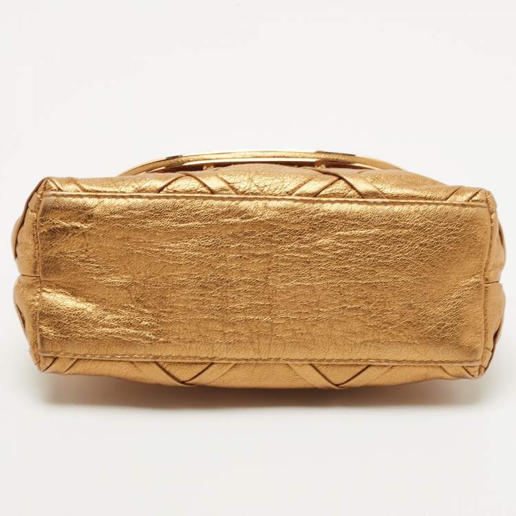 Pre Owned Dolce & Gabbana Gold Leather Miss Camp Chain Clutch 