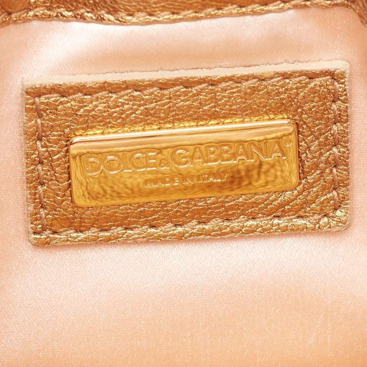Pre Owned Dolce & Gabbana Gold Leather Miss Camp Chain Clutch 