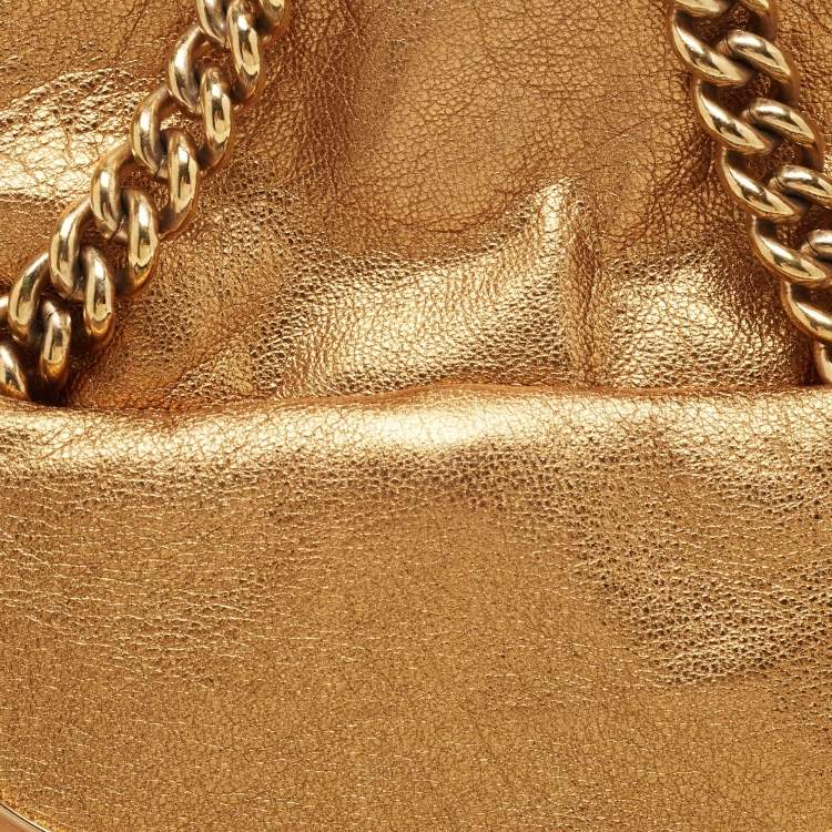 Pre Owned Dolce & Gabbana Gold Leather Miss Camp Chain Clutch 