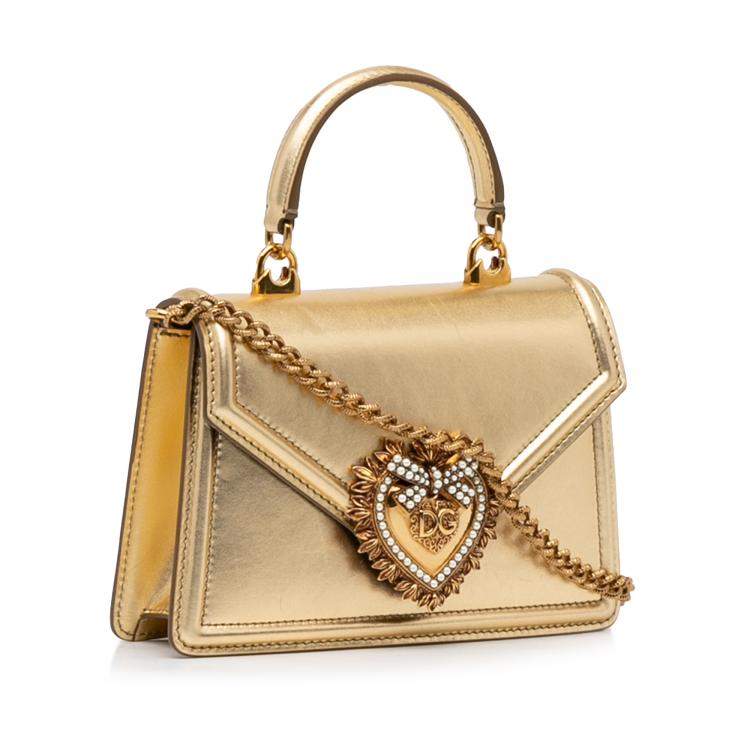 Pre Owned Dolce & Gabbana Gold Small Devotion Satchel