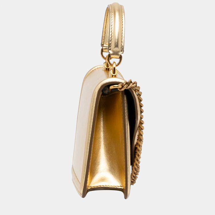 Pre Owned Dolce & Gabbana Gold Small Devotion Satchel