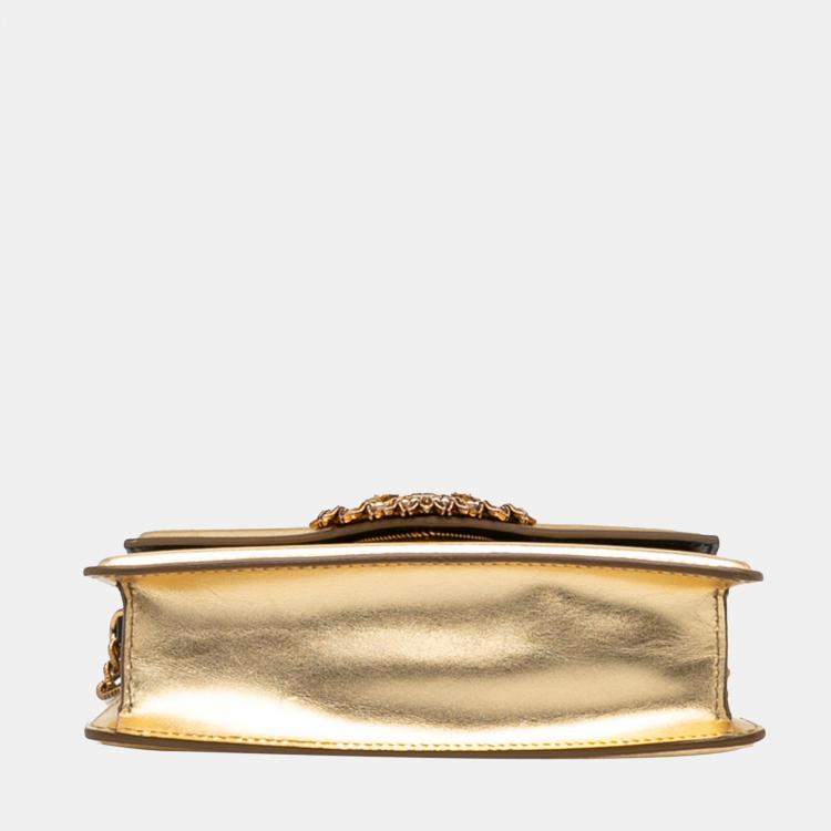 Pre Owned Dolce & Gabbana Gold Small Devotion Satchel