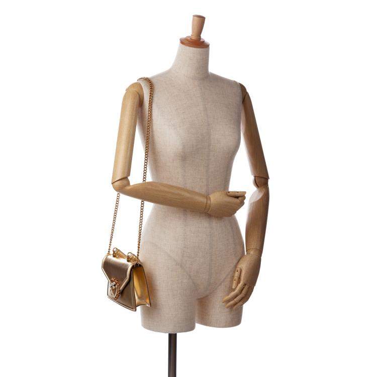 Pre Owned Dolce & Gabbana Gold Small Devotion Satchel