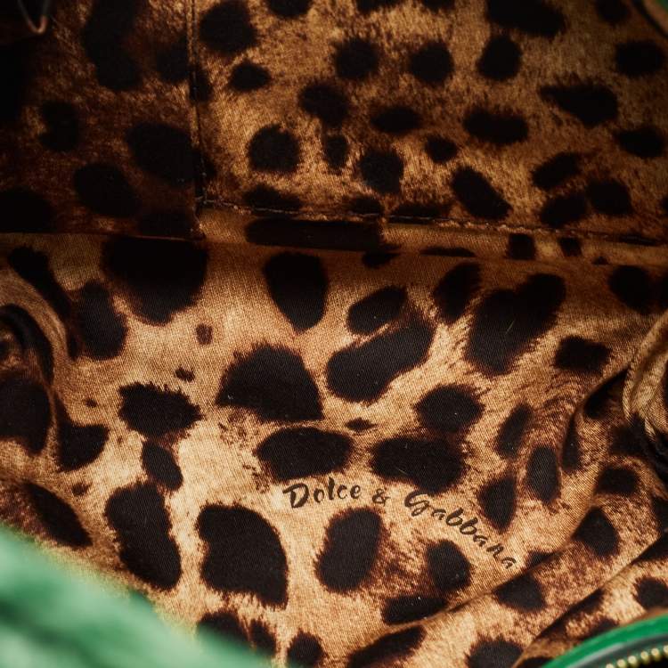 Pre Owned Dolce & Gabbana Green Straw Crystal Embellished Miss Bonita Shoulder Bag