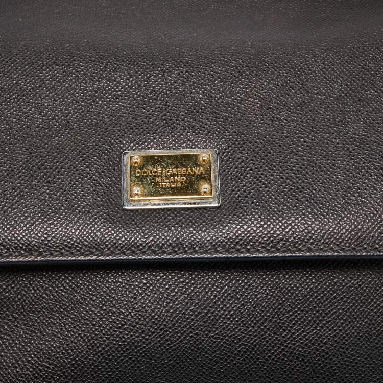 Pre Owned Dolce & Gabbana Black Leather Medium Miss Sicily Top Handle Bag
