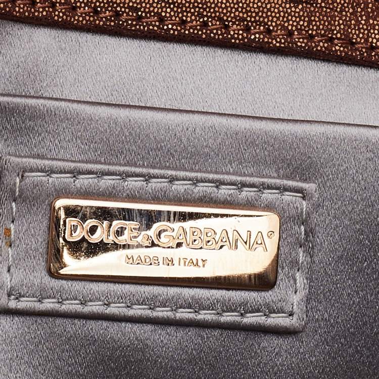 Pre Owned Dolce & Gabbana Metallic Brown Glitter Suede Chain Pochette