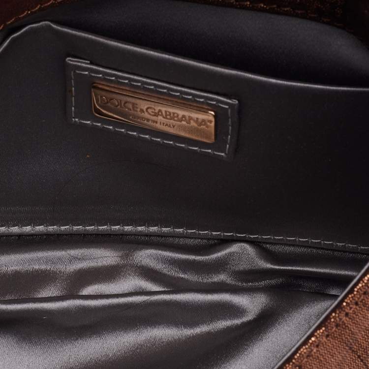 Pre Owned Dolce & Gabbana Metallic Brown Glitter Suede Chain Pochette