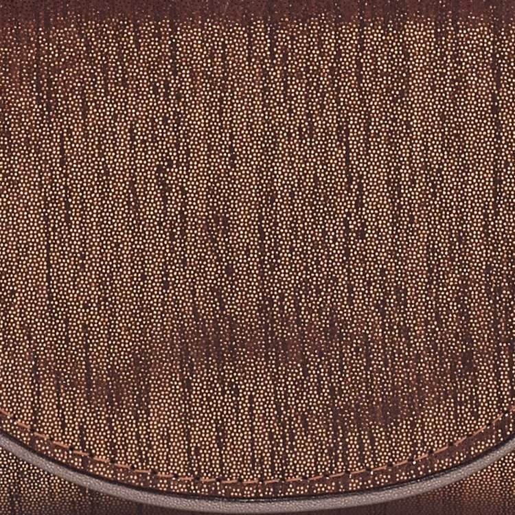 Pre Owned Dolce & Gabbana Metallic Brown Glitter Suede Chain Pochette