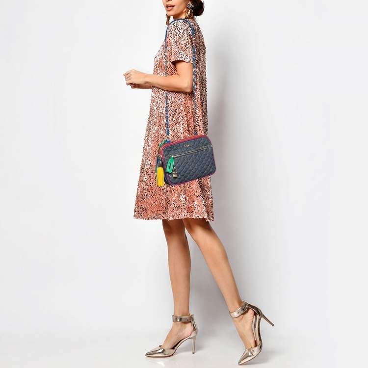 Pre Owned D&G Multicolor Denim and Leather Lilly Glam Shoulder Bag 