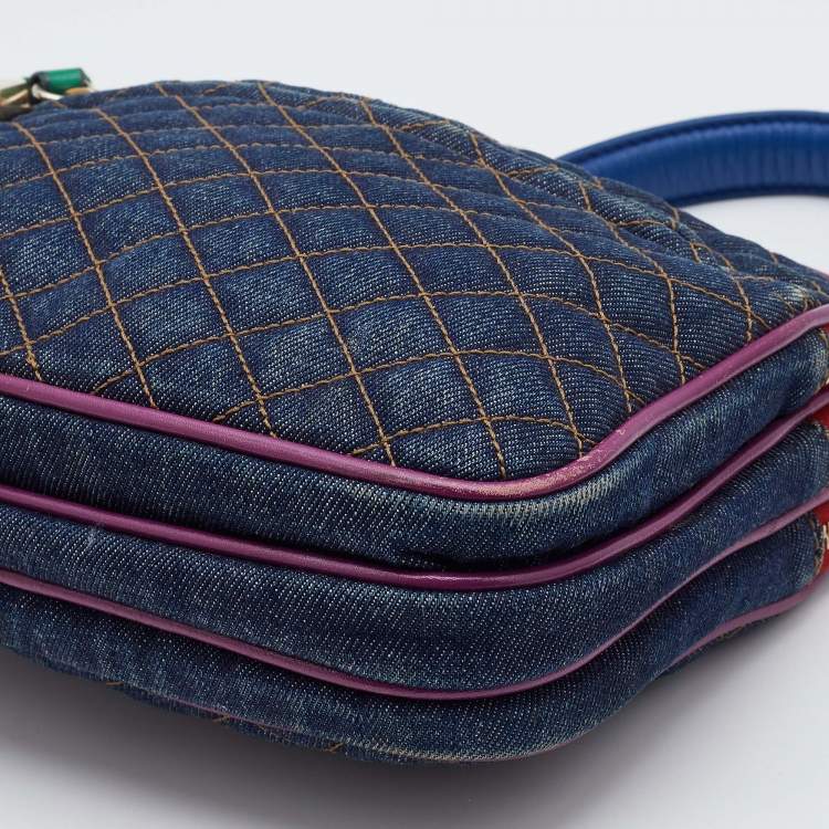 Pre Owned D&G Multicolor Denim and Leather Lilly Glam Shoulder Bag 