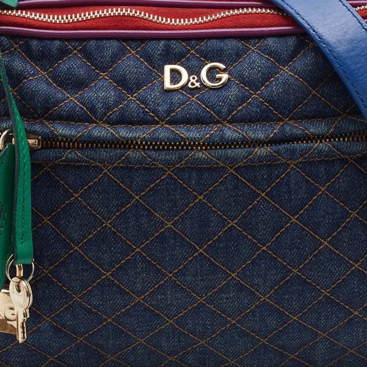 Pre Owned D&G Multicolor Denim and Leather Lilly Glam Shoulder Bag 