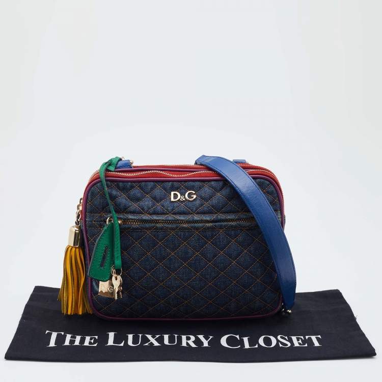 Pre Owned D&G Multicolor Denim and Leather Lilly Glam Shoulder Bag 