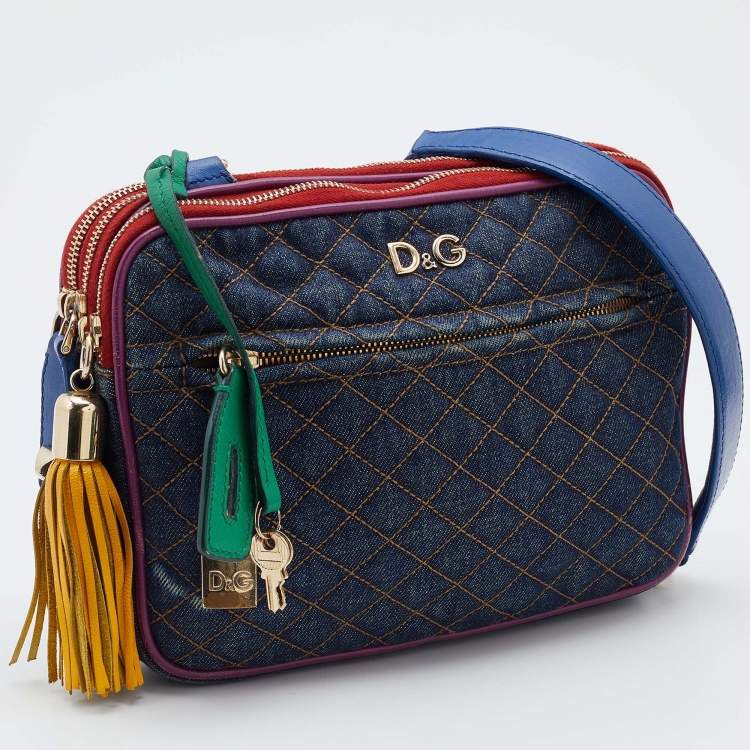 Pre Owned D&G Multicolor Denim and Leather Lilly Glam Shoulder Bag 