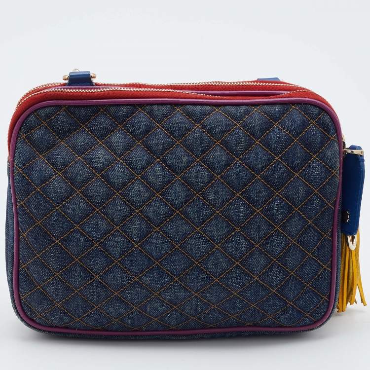 Pre Owned D&G Multicolor Denim and Leather Lilly Glam Shoulder Bag 