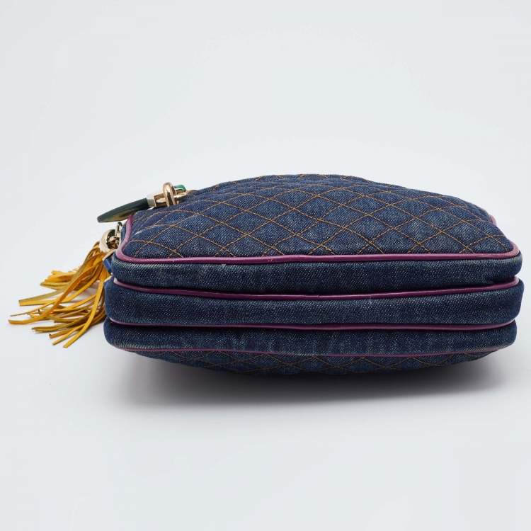 Pre Owned D&G Multicolor Denim and Leather Lilly Glam Shoulder Bag 