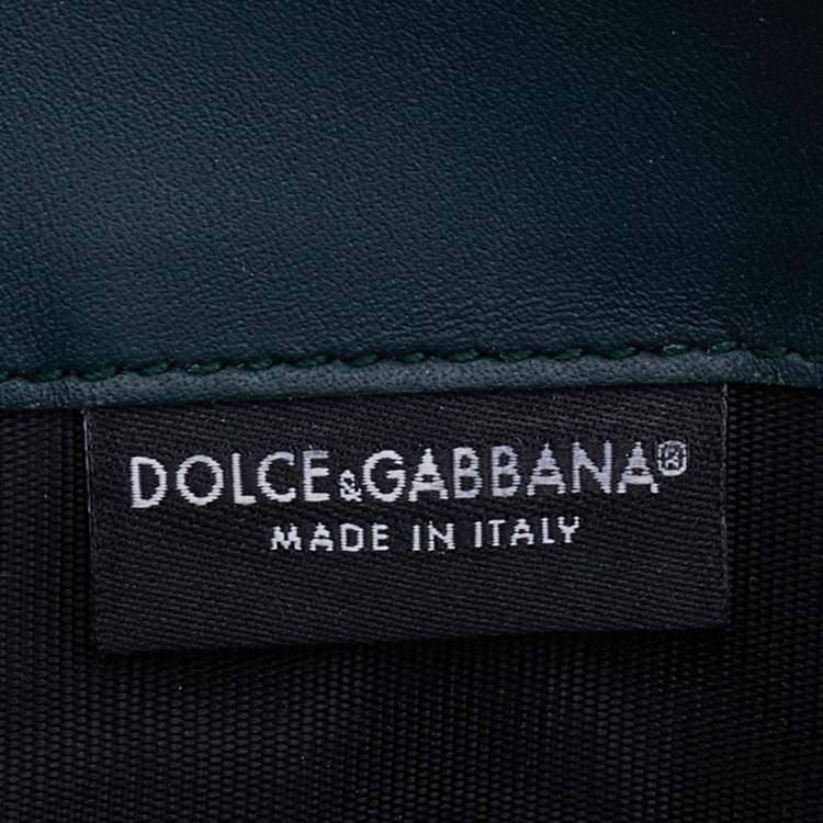 Pre Owned Dolce & Gabbana Green Leather and Python DG Amore Crossbody Bag