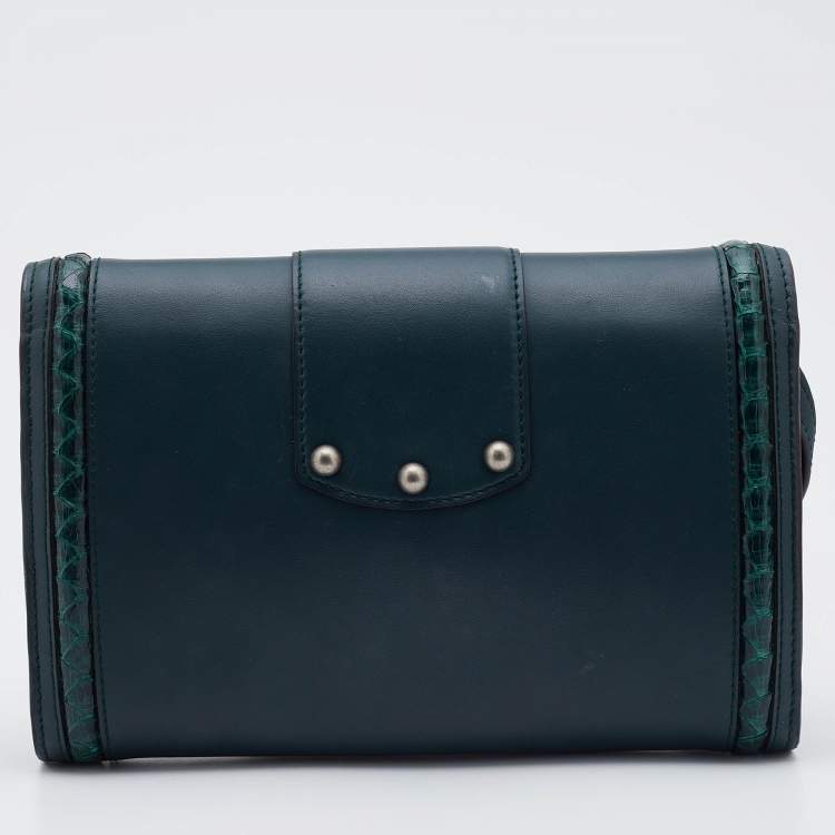 Pre Owned Dolce & Gabbana Green Leather and Python DG Amore Crossbody Bag