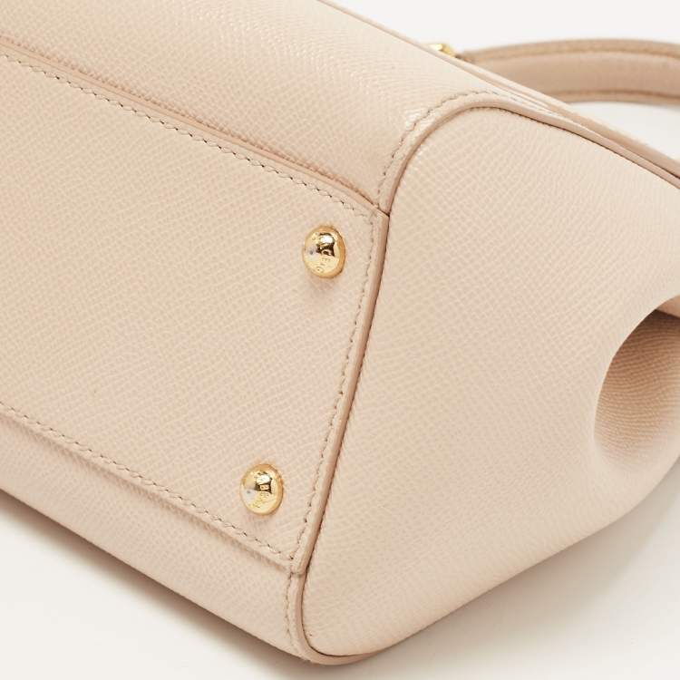 مملوكة مسبقًا Dolce & Gabbana Beige Leather Medium Miss Sicily Top Handle Bag