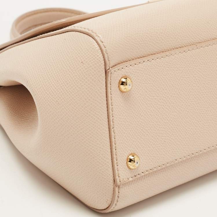 مملوكة مسبقًا Dolce & Gabbana Beige Leather Medium Miss Sicily Top Handle Bag