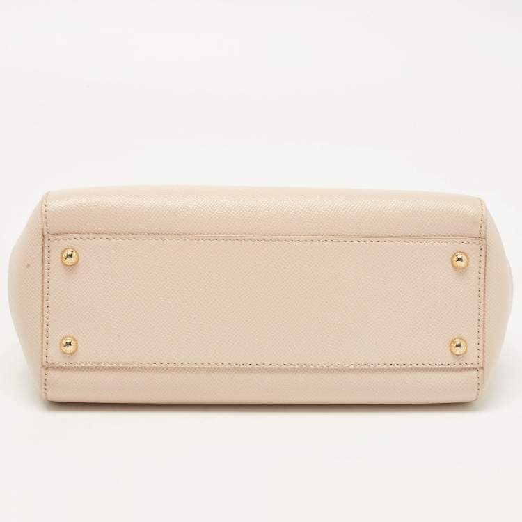 مملوكة مسبقًا Dolce & Gabbana Beige Leather Medium Miss Sicily Top Handle Bag