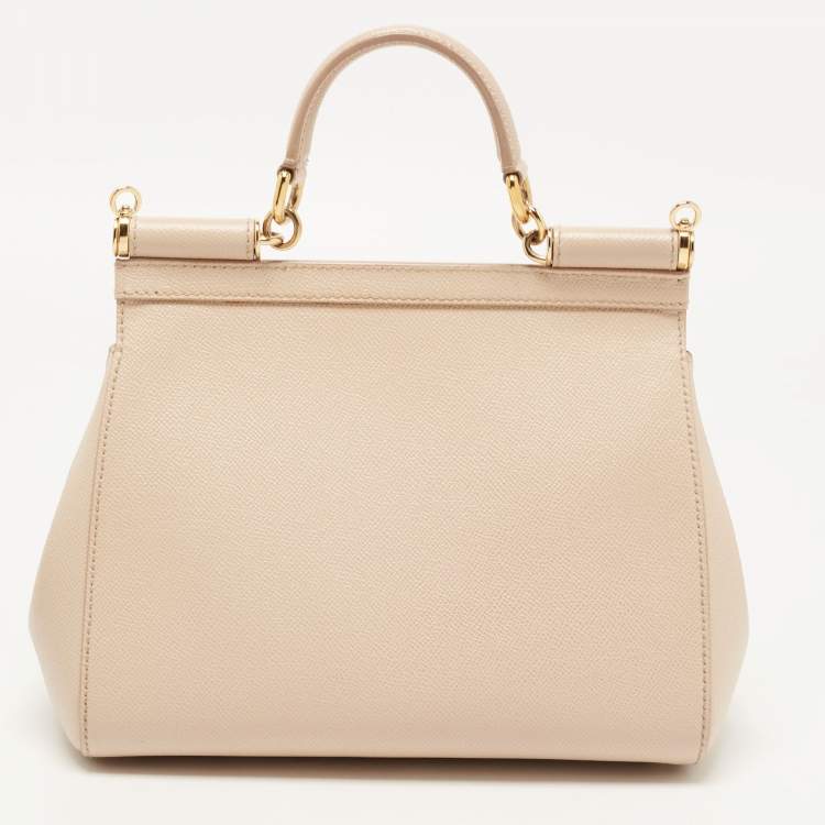 مملوكة مسبقًا Dolce & Gabbana Beige Leather Medium Miss Sicily Top Handle Bag
