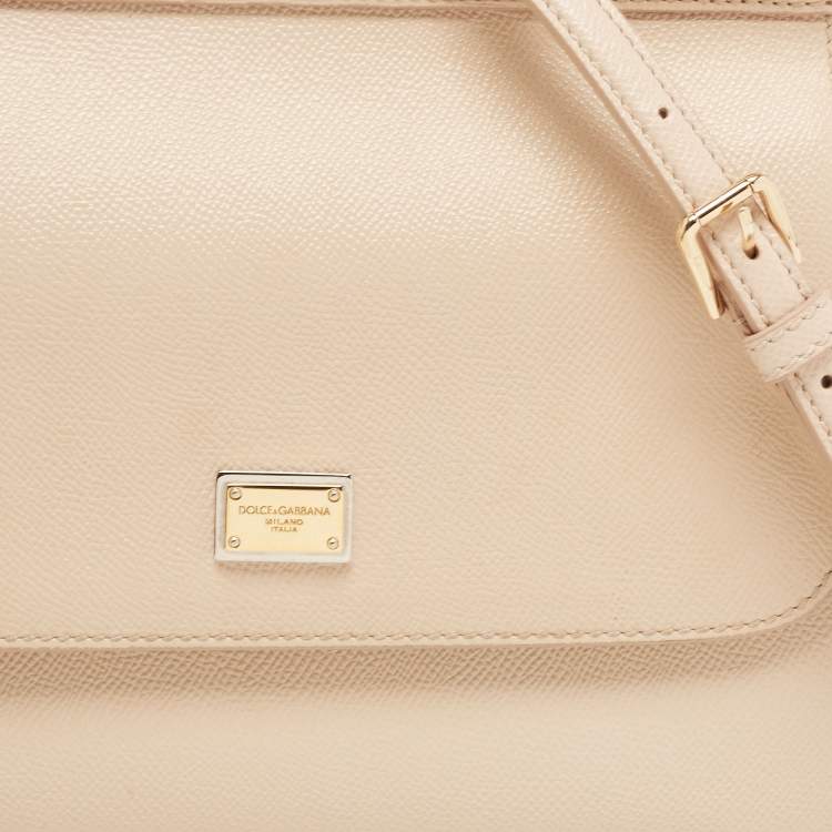 مملوكة مسبقًا Dolce & Gabbana Beige Leather Medium Miss Sicily Top Handle Bag