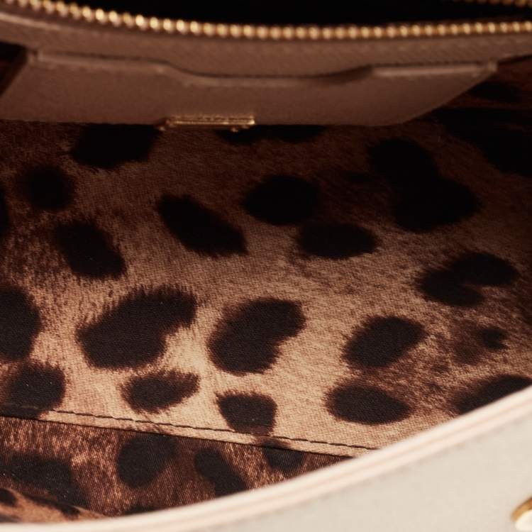 مملوكة مسبقًا Dolce & Gabbana Beige Leather Medium Miss Sicily Top Handle Bag