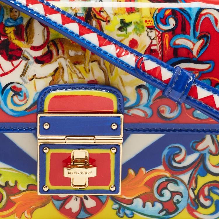 Pre Owned Dolce & Gabbana Multicolor Majolica Print PVC Rosalia Top Handle Bag