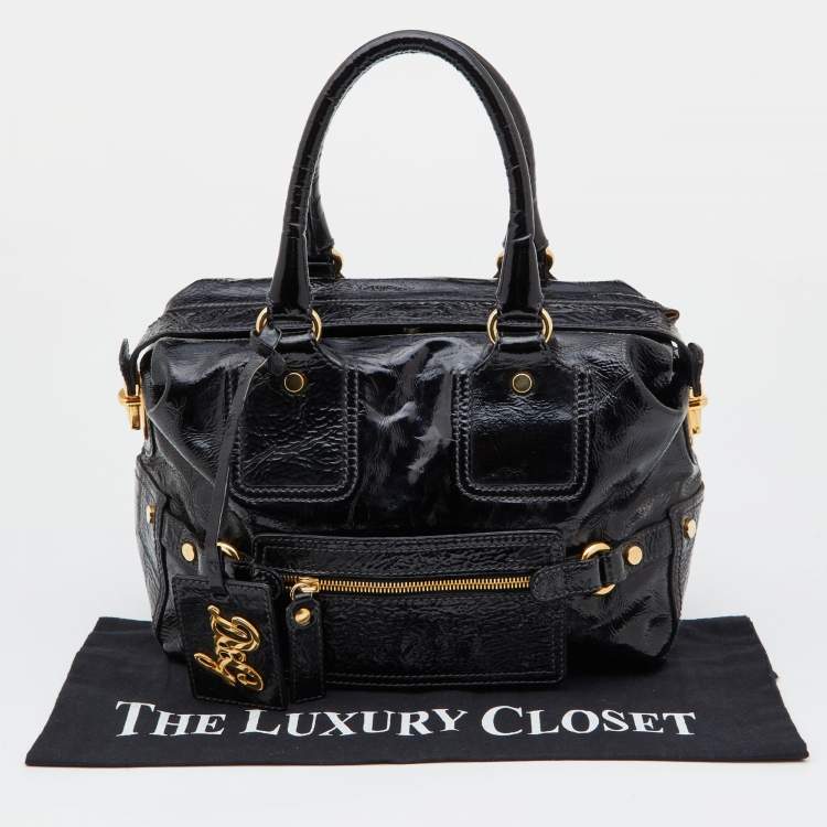 Pre Owned D&G Black Patent Leather Frame Front Pocket Bag