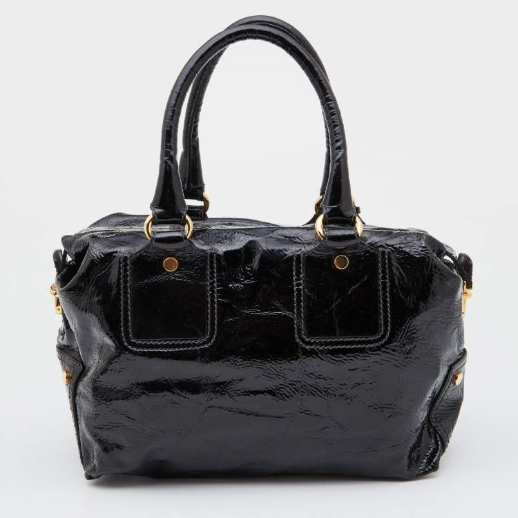 Pre Owned D&G Black Patent Leather Frame Front Pocket Bag