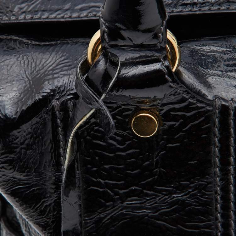 Pre Owned D&G Black Patent Leather Frame Front Pocket Bag