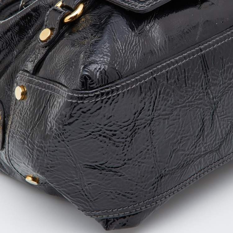 Pre Owned D&G Black Patent Leather Frame Front Pocket Bag