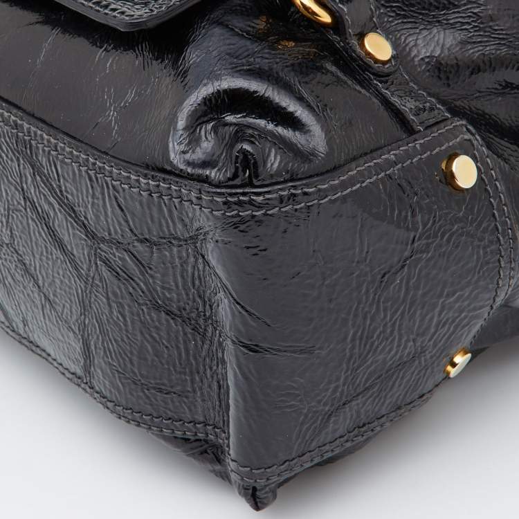 Pre Owned D&G Black Patent Leather Frame Front Pocket Bag