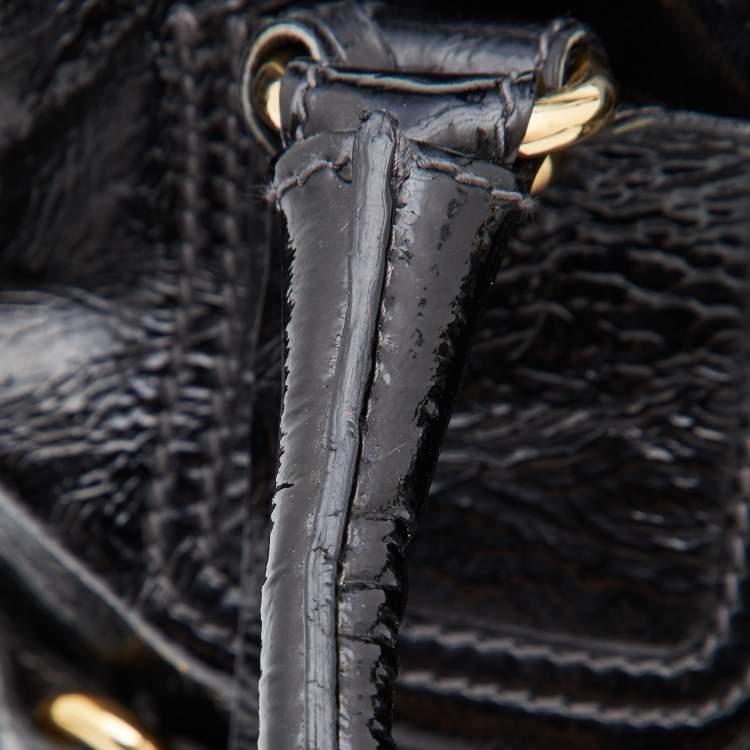 Pre Owned D&G Black Patent Leather Frame Front Pocket Bag